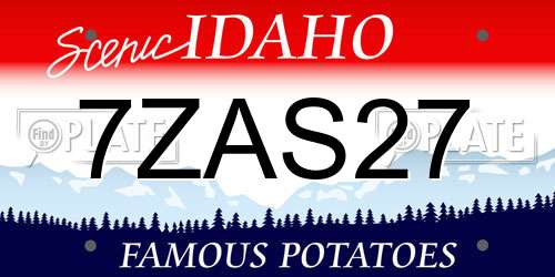 7ZAS27 Idaho License Plate