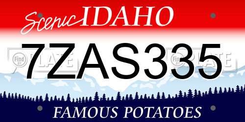 7ZAS335 Idaho License Plate