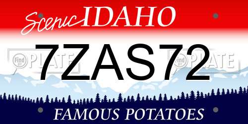7ZAS72 Idaho License Plate