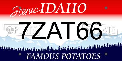 7ZAT66 Idaho License Plate