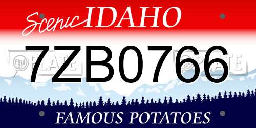 7ZB0766 Idaho License Plate