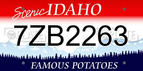 7ZB2263 Idaho License Plate