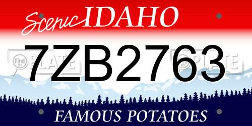 7ZB2763 Idaho License Plate