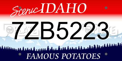 7ZB5223 Idaho License Plate