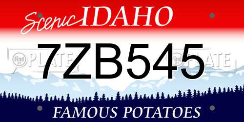 7ZB545 Idaho License Plate