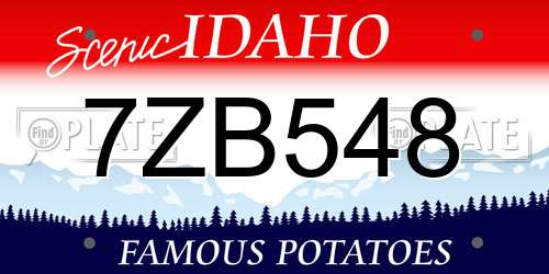 7ZB548 Idaho License Plate
