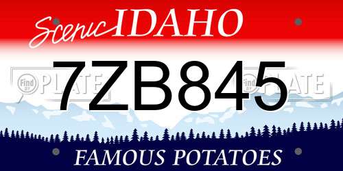 7ZB845 Idaho License Plate