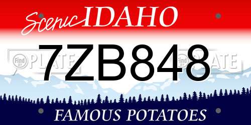 7ZB848 Idaho License Plate