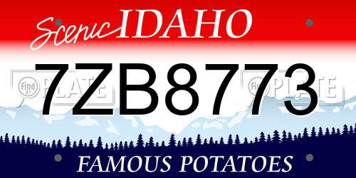 7ZB8773 Idaho License Plate
