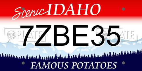 7ZBE35 Idaho License Plate