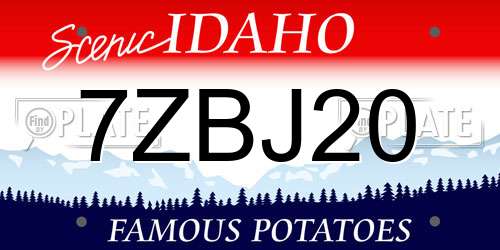 7ZBJ20 Idaho License Plate