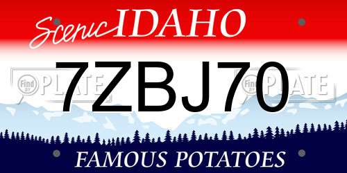 7ZBJ70 Idaho License Plate