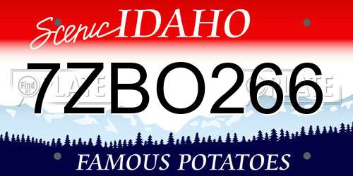 7ZBO266 Idaho License Plate