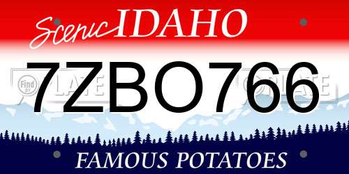 7ZBO766 Idaho License Plate