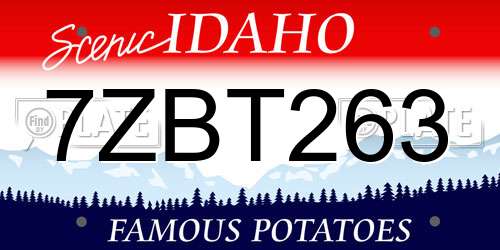 7ZBT263 Idaho License Plate