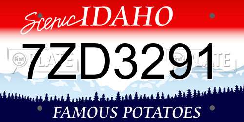 7ZD3291 Idaho License Plate