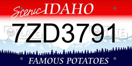 7ZD3791 Idaho License Plate