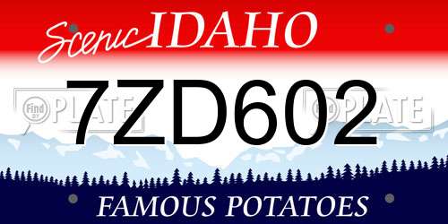 7ZD602 Idaho License Plate