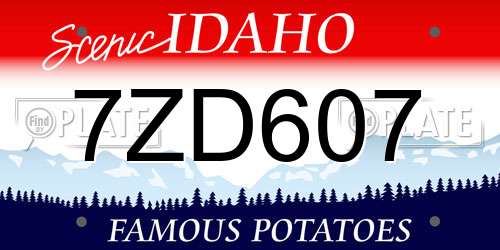 7ZD607 Idaho License Plate