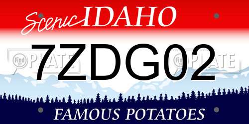 7ZDG02 Idaho License Plate