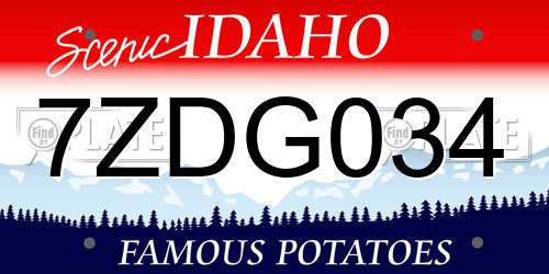 7ZDG034 Idaho License Plate