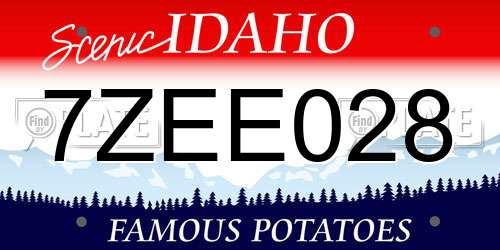 7ZEE028 Idaho License Plate