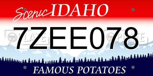 7ZEE078 Idaho License Plate