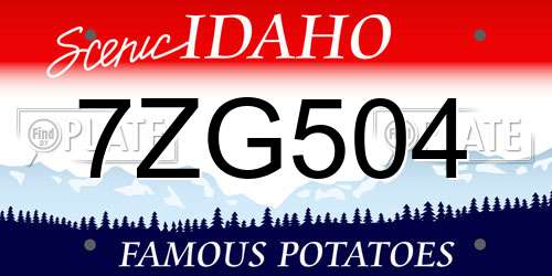 7ZG504 Idaho License Plate