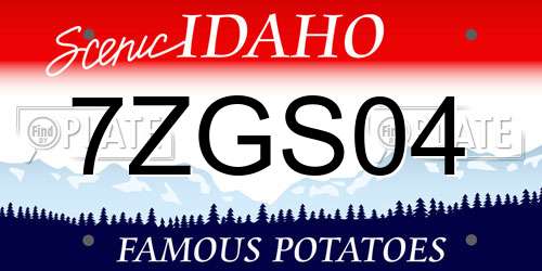 7ZGS04 Idaho License Plate
