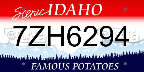 7ZH6294 Idaho License Plate