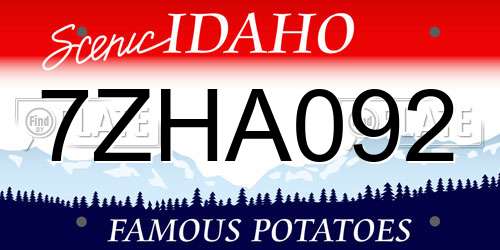 7ZHA092 Idaho License Plate