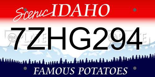 7ZHG294 Idaho License Plate