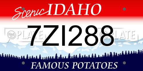 7ZI288 Idaho License Plate