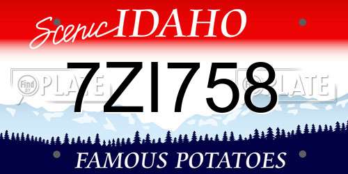 7ZI758 Idaho License Plate