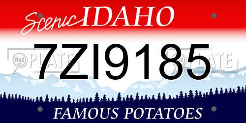 7ZI9185 Idaho License Plate