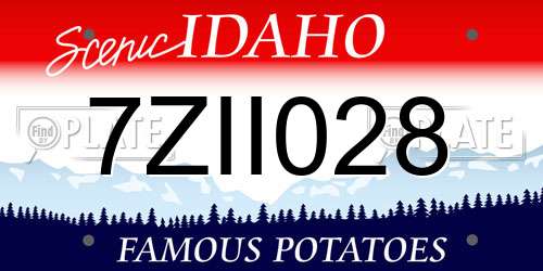 7ZII028 Idaho License Plate