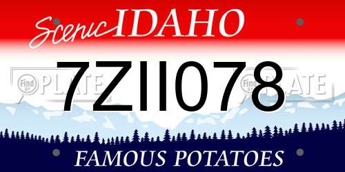 7ZII078 Idaho License Plate