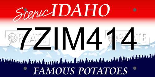7ZIM414 Idaho License Plate