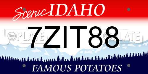 7ZIT88 Idaho License Plate