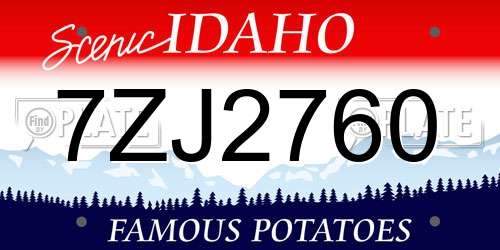 7ZJ2760 Idaho License Plate