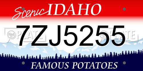 7ZJ5255 Idaho License Plate
