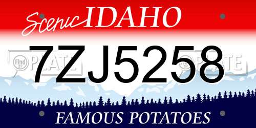 7ZJ5258 Idaho License Plate