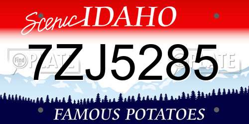7ZJ5285 Idaho License Plate