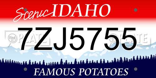 7ZJ5755 Idaho License Plate