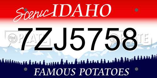 7ZJ5758 Idaho License Plate