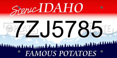 7ZJ5785 Idaho License Plate