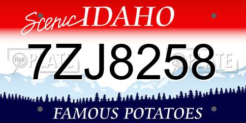 7ZJ8258 Idaho License Plate