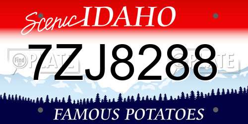 7ZJ8288 Idaho License Plate