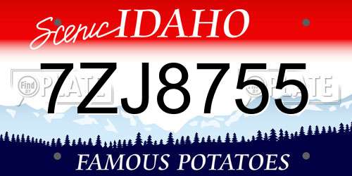 7ZJ8755 Idaho License Plate