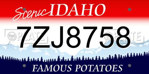 7ZJ8758 Idaho License Plate